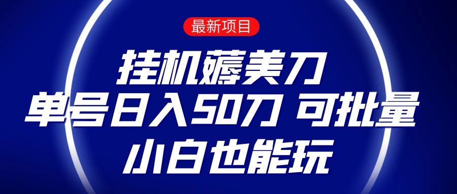 薅羊毛项目  零投入挂机薅美刀    单号日入50刀  可批量  小白也能玩-<a href=