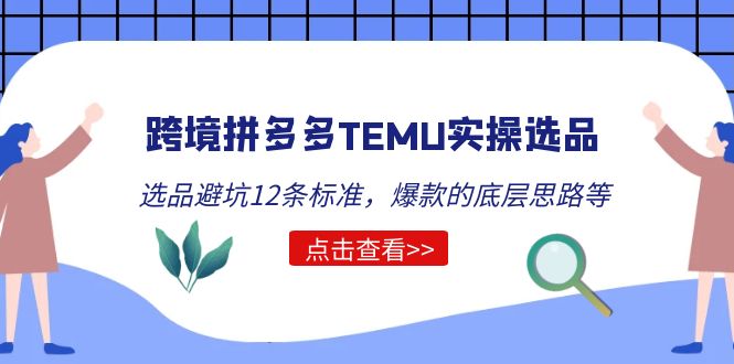 （5402期）跨境拼多多TEMU实操选品运营方法，选品避坑12条标准，爆款的底层思路等-<a href=