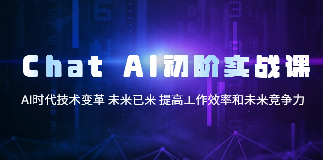 （5610期）Chat AI初阶实战课，AI时代技术变革 未来已来 提高工作效率和未来竞争力-<a href=