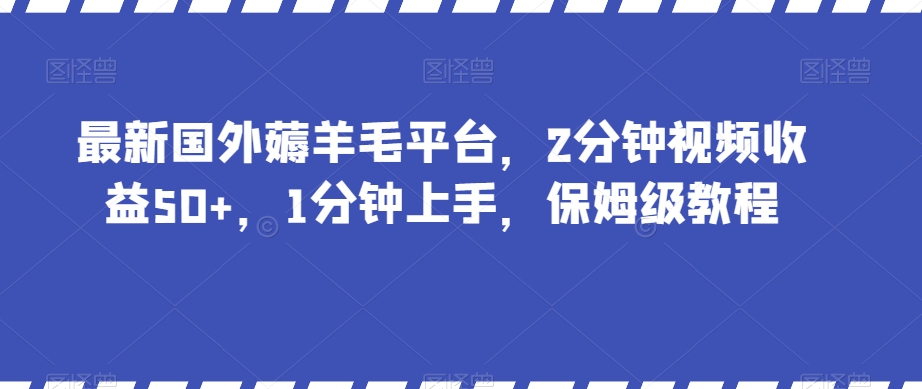 最新国外薅羊毛平台，2分钟视频收益50+，1分钟上手，保姆级教程【揭秘】-<a href=
