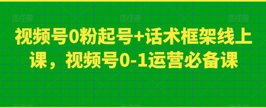 视频号0粉起号+话术框架线上课，视频号0-1运营必备课-<a href=