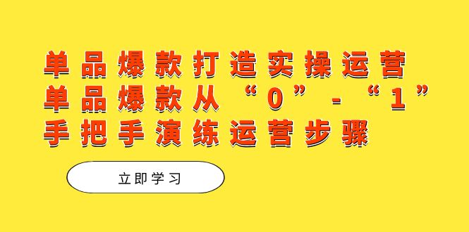 （7488期）单品爆款打造实操运营，单品爆款从“0”-“1”手把手演练运营步骤-<a href=