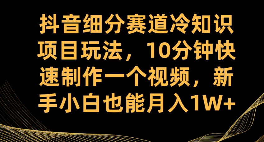 抖音细分赛道冷知识项目玩法，10分钟快速制作一个视频，新手小白也能月入1W+【揭秘】-<a href=