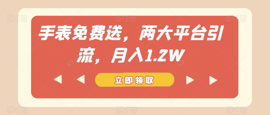 手表免费送，两大平台引流，月入1.2W【揭秘】-<a href=