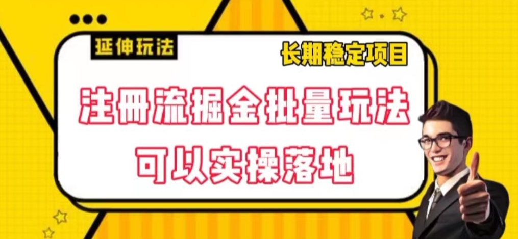 注册流掘金批量玩法，可以实操落地【揭秘】-<a href=