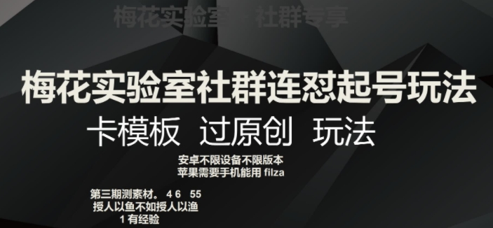 梅花实验室社群连怼起号玩法，卡模板过原创玩法【揭秘】-<a href=