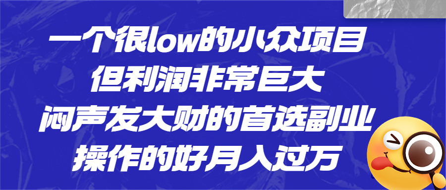 （6601期）一个很low的小众项目，但利润非常巨大，闷声发大财的首选副业，月入过万-<a href=