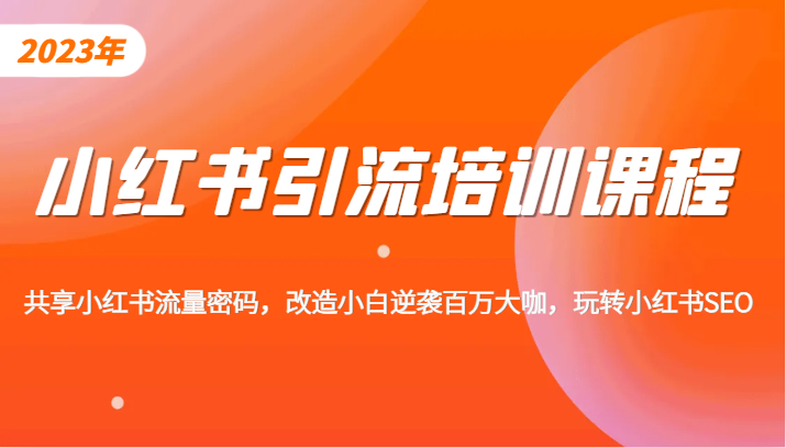 小红书引流培训课程，教你零基础玩转小红书，素人逆袭百万流量大咖！-<a href=