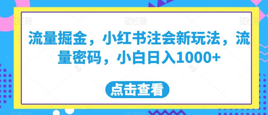 流量掘金，小红书注会新玩法，流量密码，小白日入1000+【揭秘】-<a href=