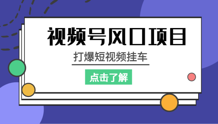 视频号风口项目，打爆短视频挂车-<a href=