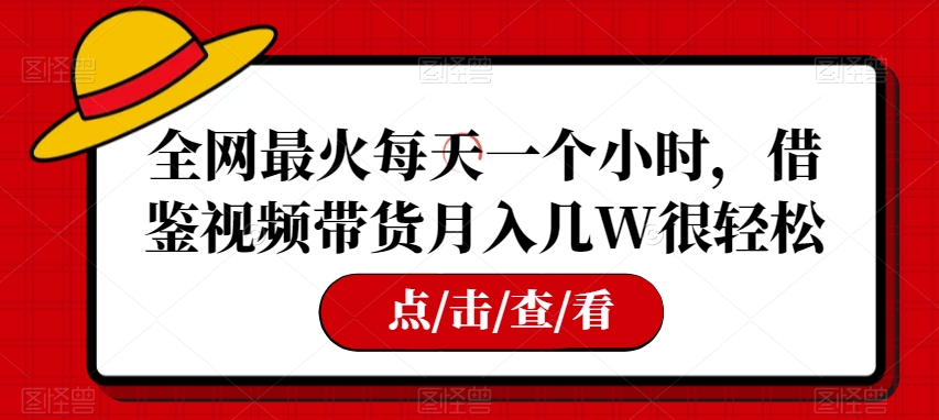 全网最火每天一个小时，借鉴视频带货月入几W很轻松【揭秘】-<a href=