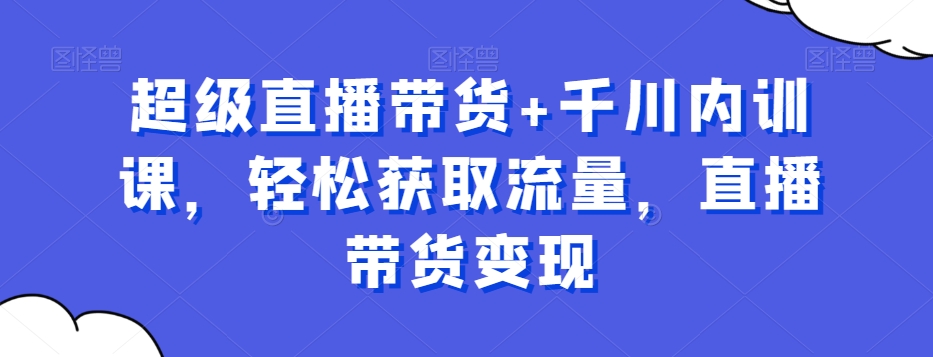 超级直播带货+千川内训课，轻松获取流量，直播带货变现-<a href=