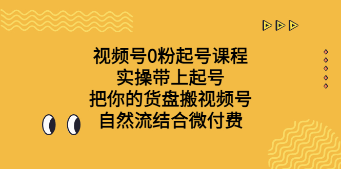 （6749期）视频号0粉起号课程 实操带上起号 把你的货盘搬视频号 自然流结合微付费-<a href=