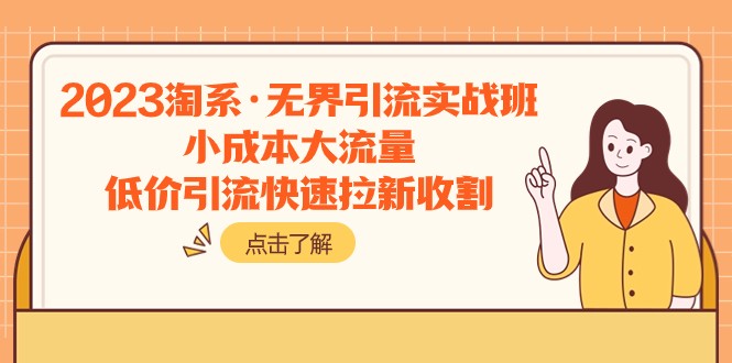 2023淘系·无界引流实战班：小成本大流量，低价引流快速拉新收割-<a href=