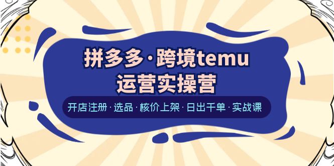 （6319期）拼多多·跨境temu运营实操营：开店注册·选品·核价上架·日出千单·实战课-<a href=