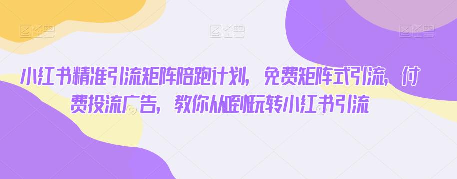 小红书精准引流矩阵陪跑计划，免费矩阵式引流，付费投流广告，教你从0到1玩转小红书引流-<a href=