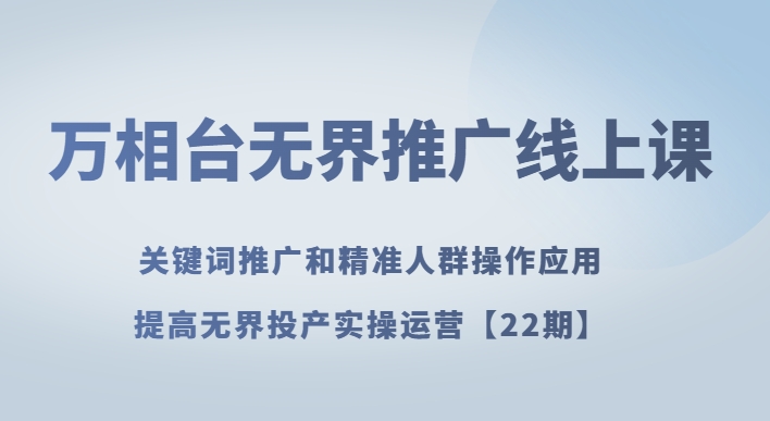 万相台无界推广线上课关键词推广和精准人群操作应用，提高无界投产实操运营【22期】-<a href=
