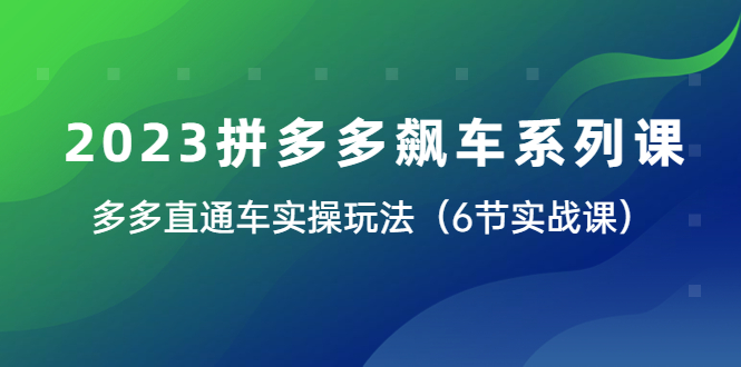 （6030期）2023拼多多飙车系列课，多多直通车实操玩法（6节实战课）-<a href=