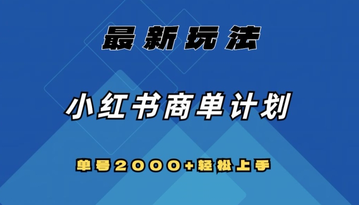全网首发，小红书商单计划最新玩法，单号2000+可扩大可复制【揭秘】-<a href=