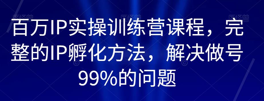 百万IP实操训练营课程，完整的IP孵化方法，解决做号99%的问题-<a href=