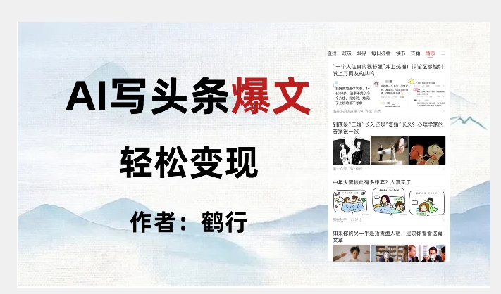 暴力拆解AI写头条爆文，轻松日入500+-<a href=