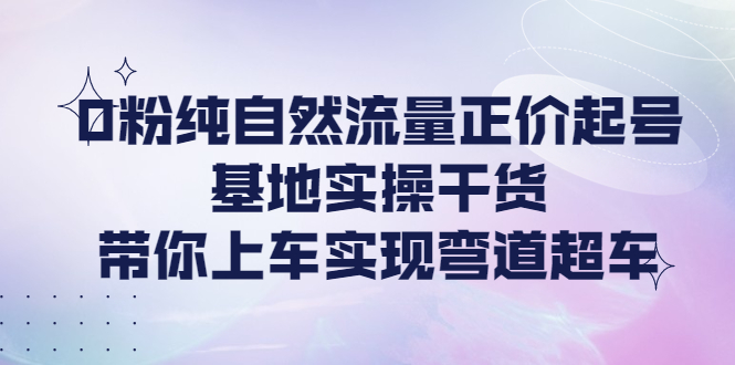 （4075期）0粉纯自然流量正价起号基地实操干货，带你上车实现弯道超车-<a href=