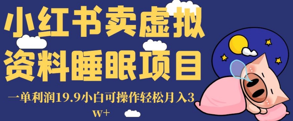 小红书卖虚拟资料睡眠项目，一单利润19.9小白可操作轻松月入3w+【揭秘】-<a href=