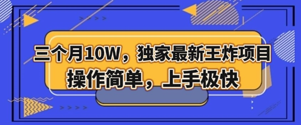 三个月10W，独家最新王炸项目！操作简单，上手极快【揭秘】-<a href=