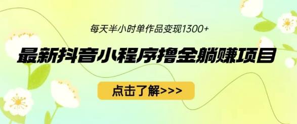 最新抖音小程序撸金躺赚项目，一部手机每天半小时，单个作品变现1300+【揭秘】-<a href=