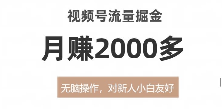 视频号流量掘金，无脑操作，对新人小白友好，月赚2000多【揭秘】-<a href=