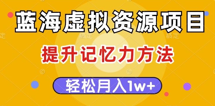 蓝海虚拟资源项目，提升记忆力方法，多种变现方式，轻松月入1w+【揭秘】-<a href=