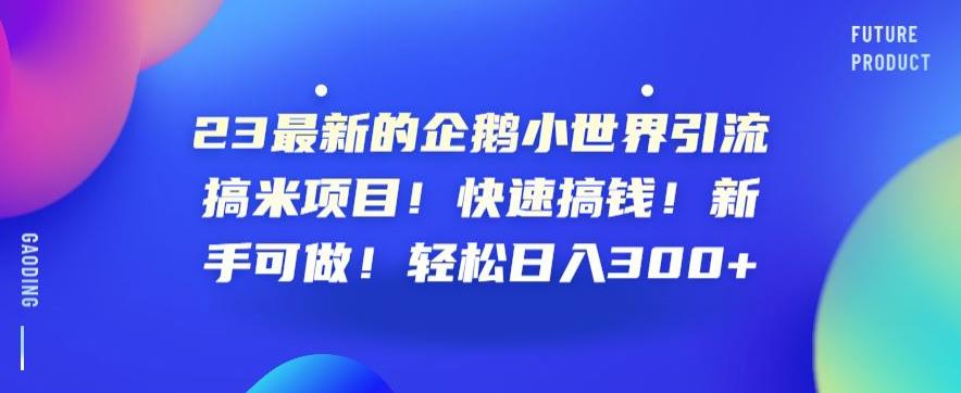 23最新的企鹅小世界引流搞米项目！快速搞钱！新手可做！轻松日入300+【揭秘】-<a href=