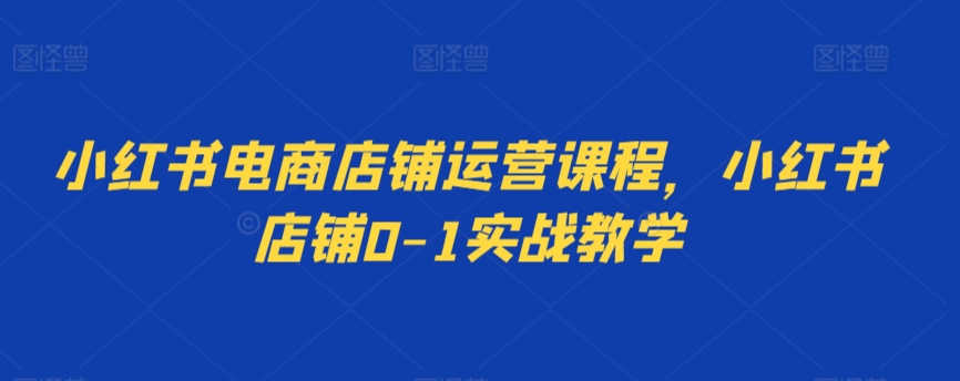 小红书电商店铺运营课程，小红书店铺0-1实战教学-<a href=