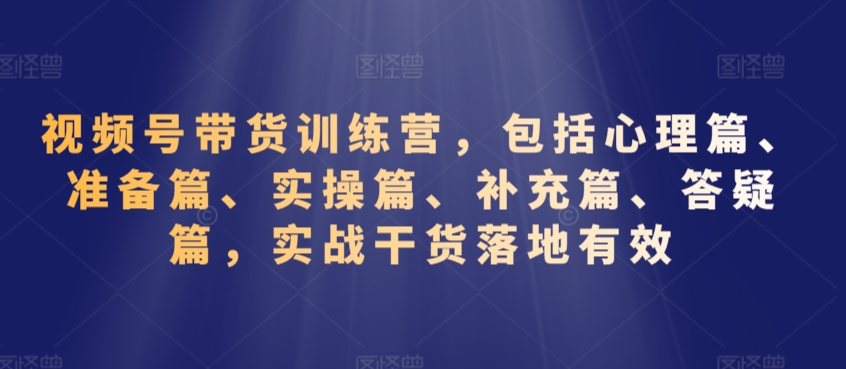 视频号带货训练营，包括心理篇、准备篇、实操篇、补充篇、答疑篇，实战干货落地有效-<a href=