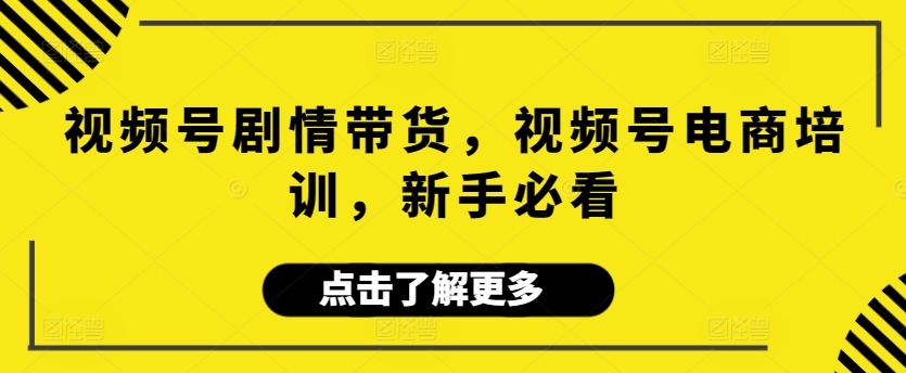 视频号剧情带货，视频号电商培训，新手必看-<a href=