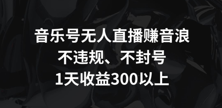 音乐号无人直播赚音浪，不违规、不封号，1天收益300+-<a href=