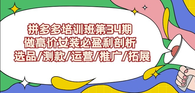 拼多多培训班第34期：做高价女装必盈利剖析选品/测款/运营/推广/拓展-<a href=