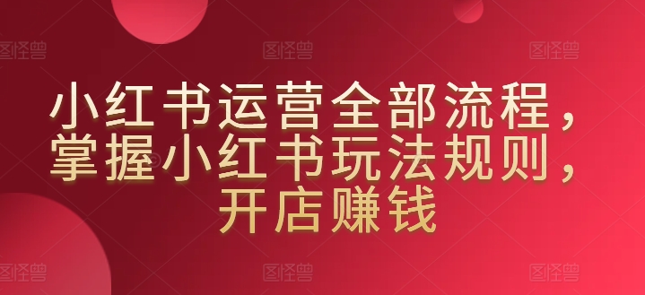 小红书运营全部流程，掌握小红书玩法规则，开店赚钱-<a href=