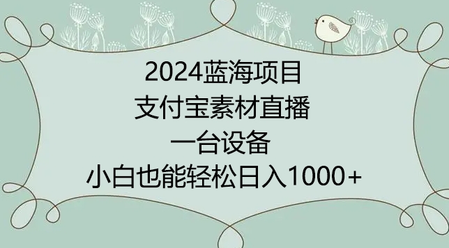 2024年蓝海项目，支付宝素材直播，无需出境，小白也能日入1000+ ，实操教程-<a href=