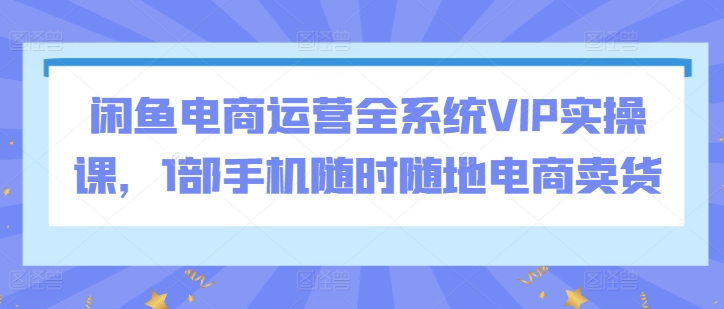 闲鱼电商运营全系统VIP实操课，1部手机随时随地电商卖货-<a href=