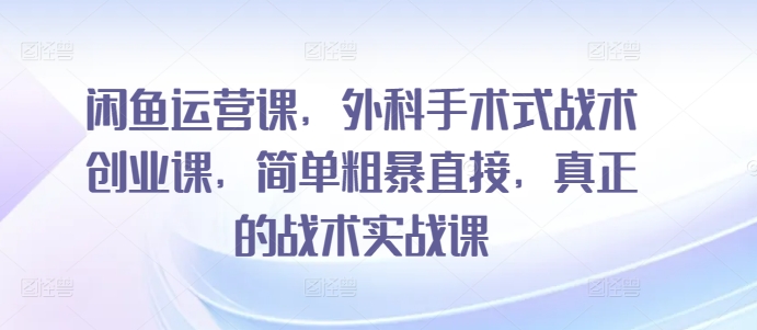 闲鱼运营课，外科手术式战术创业课，简单粗暴直接，真正的战术实战课-<a href=