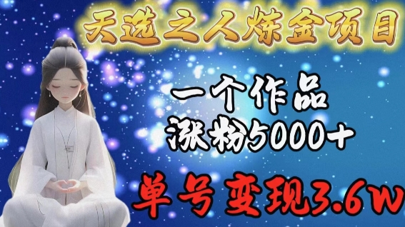 天选之人炼金项目，一个作品涨粉5000+，单号变现3.6w-<a href=