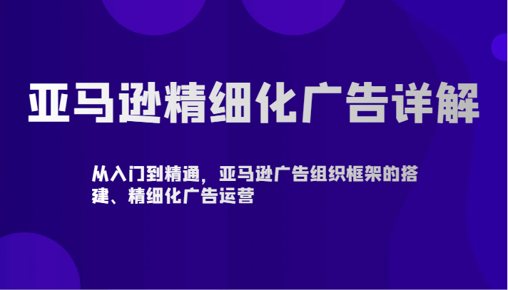 亚马逊精细化广告详解-从入门到精通，亚马逊广告组织框架的搭建、精细化广告运营-<a href=