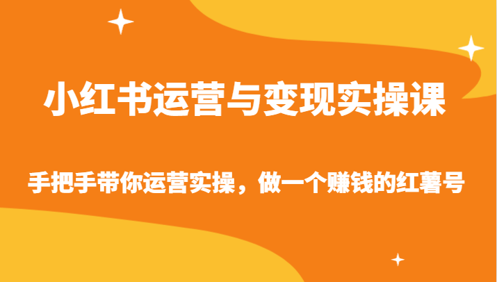 小红书运营与变现实操课-手把手带你运营实操，做一个赚钱的红薯号-<a href=