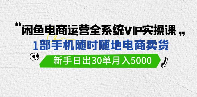 闲鱼电商运营全系统VIP实战课，1部手机随时随地卖货，新手日出30单月入5000-<a href=