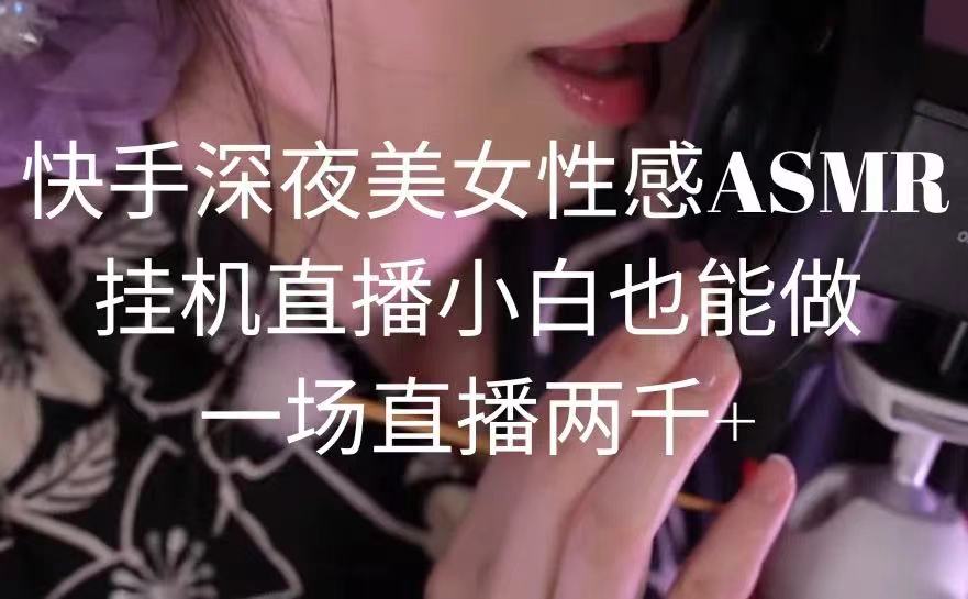（9243期）快手深夜美女性感ASMR挂机直播，小白也能做，一场直播两千+-<a href=