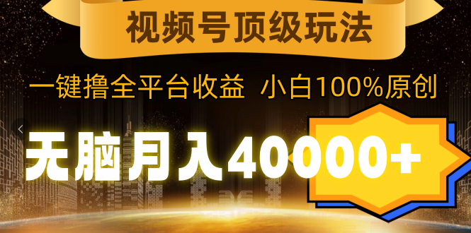 （9281期）视频号顶级玩法，无脑月入40000+，一键撸全平台收益，纯小白也能100%原创-<a href=