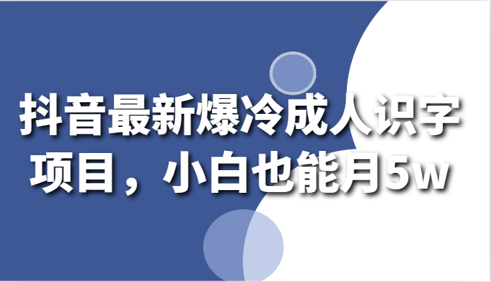 抖音最新爆冷成人识字项目，小白也能月5w-<a href=
