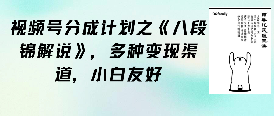 （9537期）视频号分成计划之《八段锦解说》，多种变现渠道，小白友好（教程+素材）-<a href=