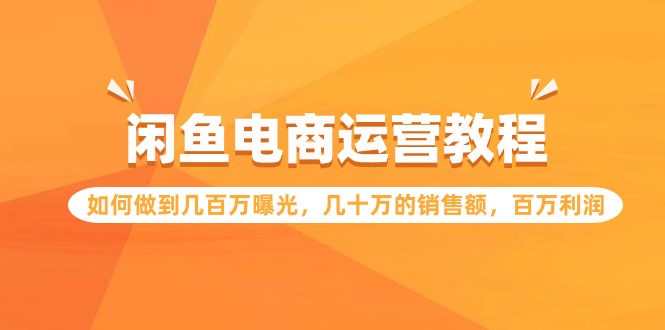 闲鱼电商运营教程：如何做到几百万曝光，几十万的销售额，百万利润-<a href=